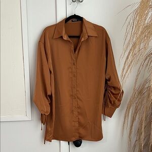Nasty Gal Rust Button-Up Dress